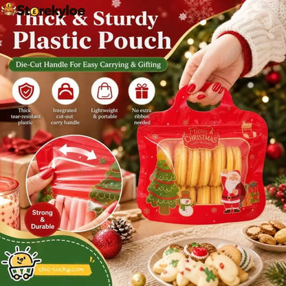 💖LAST DAY SALE 49% OFF!!🎁Easy Fill Easy Seal🎄 Festive Self-Seal Treat Bags – Santa & Snowman Print | Resealable