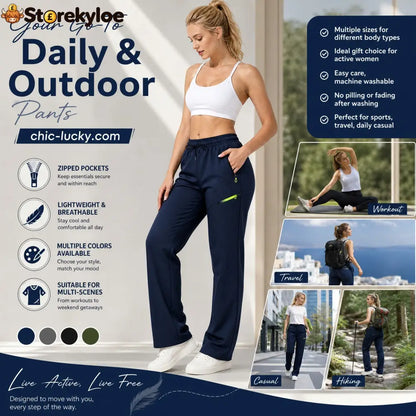 🔥LAST DAY SALE 50% OFF!!🔥Women’s Straight-Leg Cargo Trousers – Elastic Waist 6-Pocket Casual Pants for Work Travel &