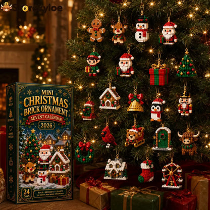 ⏳ Last Day 49% OFF – 🎄24-Day Mini Christmas Brick Ornament Advent Calendar | 24 Unique Buildable Holiday Designs with Hanging Loops for Trees, Garlands & Festive Displays 🧱