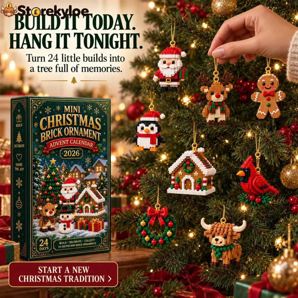 ⏳ Last Day 49% OFF – 🎄24-Day Mini Christmas Brick Ornament Advent Calendar | 24 Unique Buildable Holiday Designs with Hanging Loops for Trees, Garlands & Festive Displays 🧱
