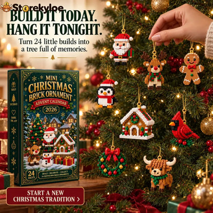 ⏳ Last Day 49% OFF – 🎄24-Day Mini Christmas Brick Ornament Advent Calendar | 24 Unique Buildable Holiday Designs with Hanging Loops for Trees, Garlands & Festive Displays 🧱