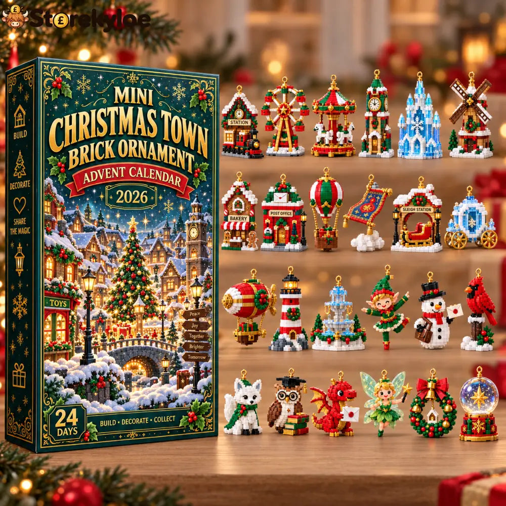 ⏳ Last day to save 49% – 🎄 Mini Christmas Town Brick Ornament Advent Calendar | 24 unique festive buildable town‑themed