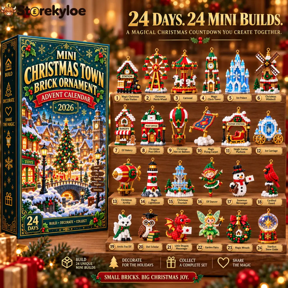 ⏳ Last day to save 49% – 🎄 Mini Christmas Town Brick Ornament Advent Calendar | 24 unique festive buildable town‑themed