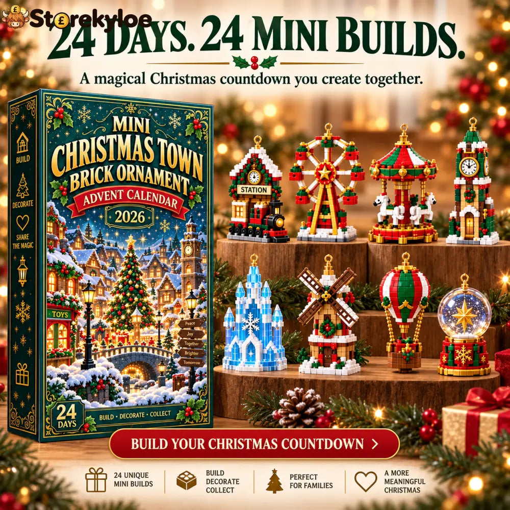 ⏳ Last day to save 49% – 🎄 Mini Christmas Town Brick Ornament Advent Calendar | 24 unique festive buildable town‑themed