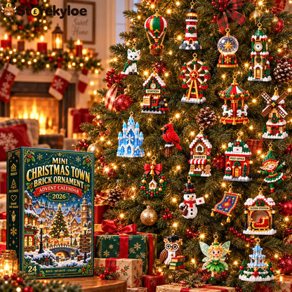 ⏳ Last day to save 49% – 🎄 Mini Christmas Town Brick Ornament Advent Calendar | 24 unique festive buildable town‑themed