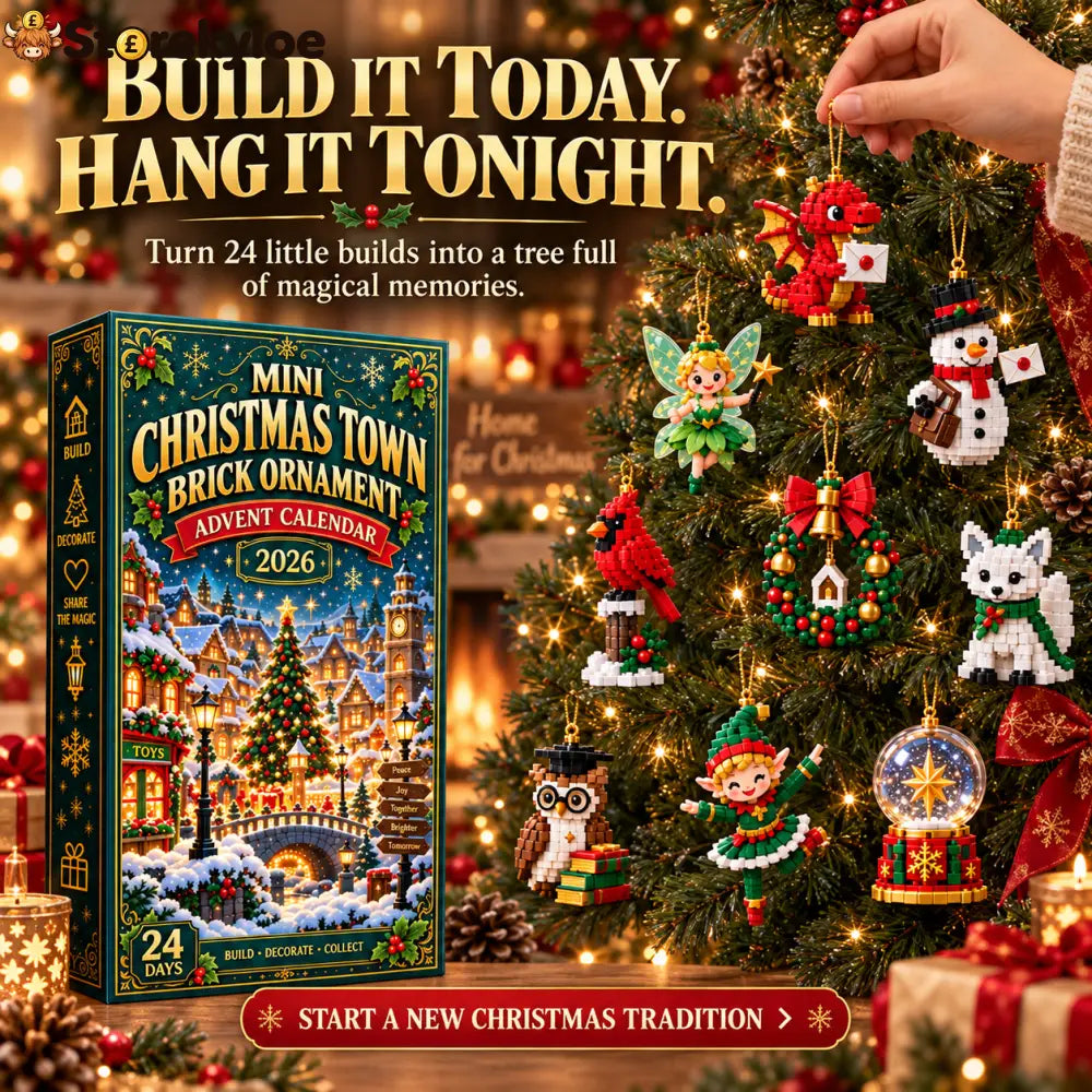 ⏳ Last day to save 49% – 🎄 Mini Christmas Town Brick Ornament Advent Calendar | 24 unique festive buildable town‑themed