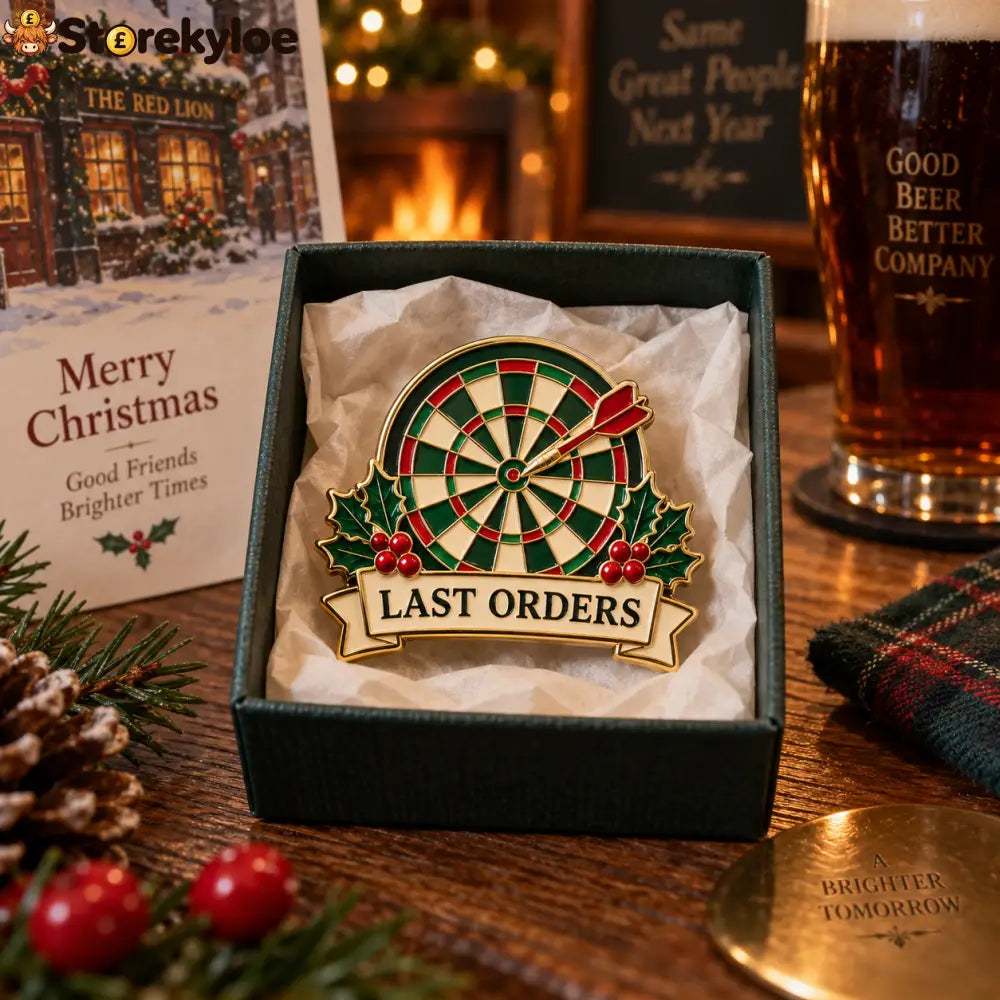 Last Orders Darts Enamel Pin | British Pub Christmas Lapel Badge For Darts & Pub Lovers