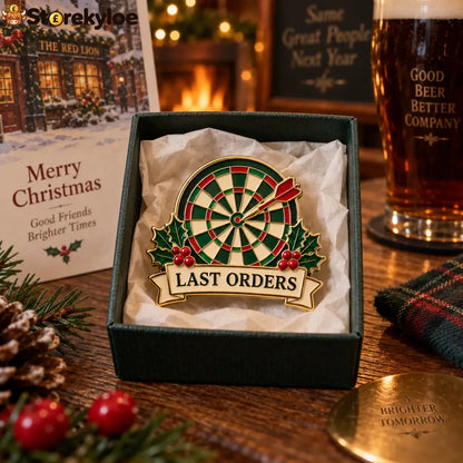 Last Orders Darts Enamel Pin | British Pub Christmas Lapel Badge For Darts & Pub Lovers