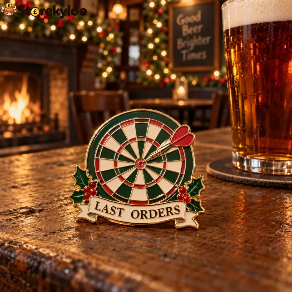 Last Orders Darts Enamel Pin | British Pub Christmas Lapel Badge For Darts & Pub Lovers