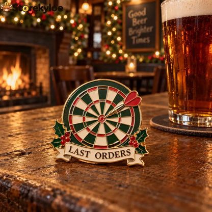 Last Orders Darts Enamel Pin | British Pub Christmas Lapel Badge For Darts & Pub Lovers