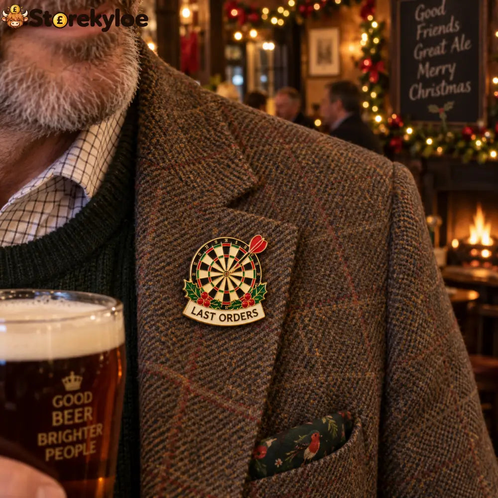 Last Orders Darts Enamel Pin | British Pub Christmas Lapel Badge For Darts & Pub Lovers - BUY 1