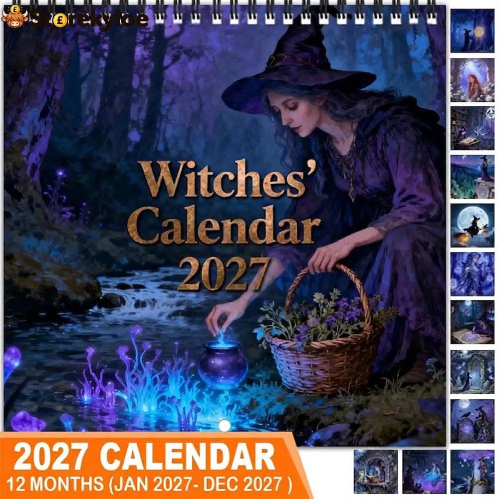 🔮 Mystisk heksekalender 2027 | Gotisk veggdekorasjon - Hekser - Husholdning og Kjøkken