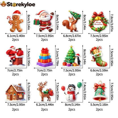 LED Christmas Light-Up Wall Decals - 24pcs