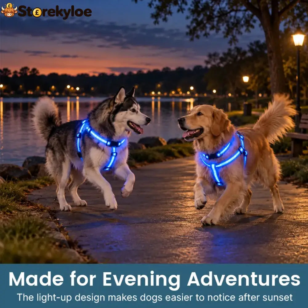 LED Light-Up Dog Harness and Leash Set