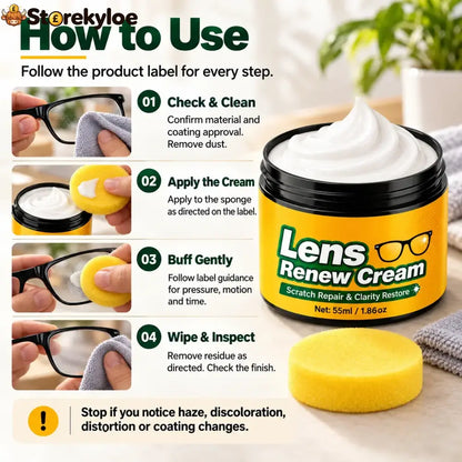📌Lens Scratch Repair Cream Set with Sponge for Glasses Goggles Face Shields and Helmet Visors