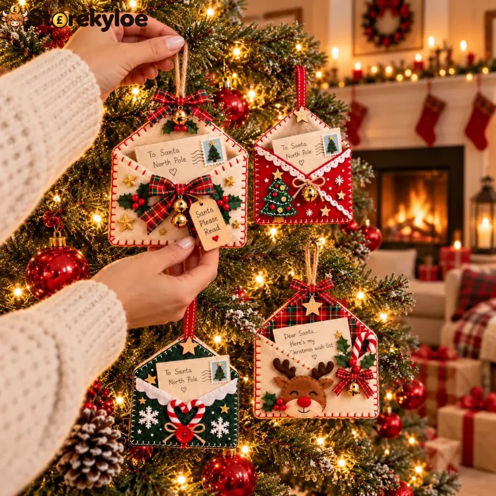 🎄💌letters To Santa Christmas Envelope Ornaments – Festive Holiday Wish List Decorations