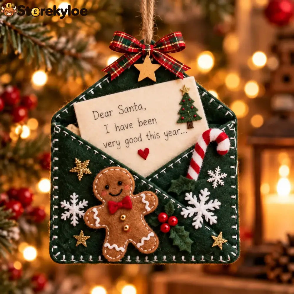 🎄💌letters To Santa Christmas Envelope Ornaments – Festive Holiday Wish List Decorations - Gingerbread