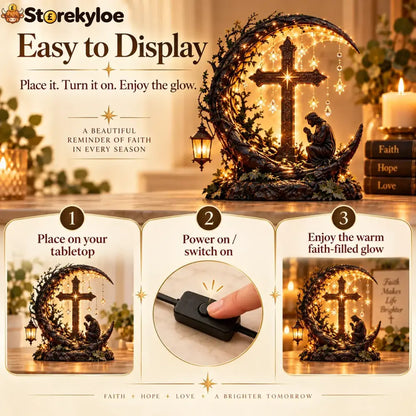✝️ Light Of Faith™ Illuminated Cross Prayer Tabletop Decor