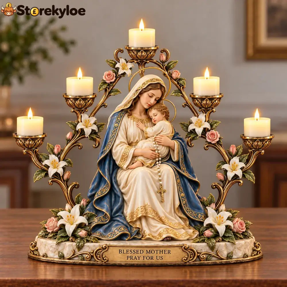 🏅Light of Grace – Five-Light Prayer Centerpiece - Mary