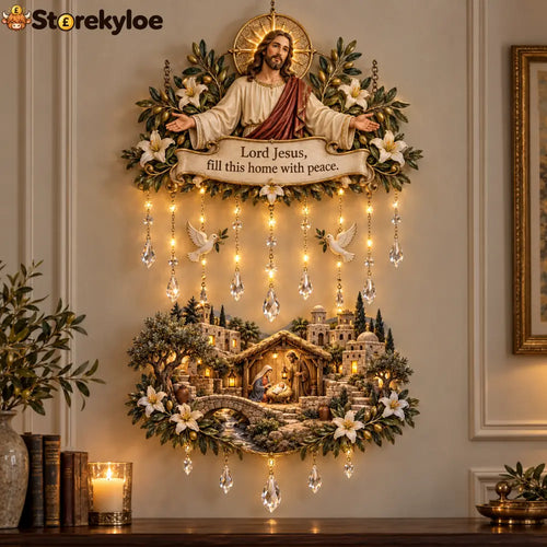 Light Of Grace – Jesus Prayer Wall Light With Nativity Scene - Light of Grace