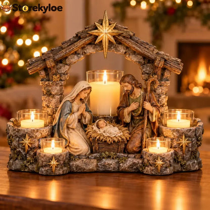 ✨🕯️ Light Of His Presence, Sacred Christian Candleholder ✝️🤍 - ⭐Holy Nativity 👶