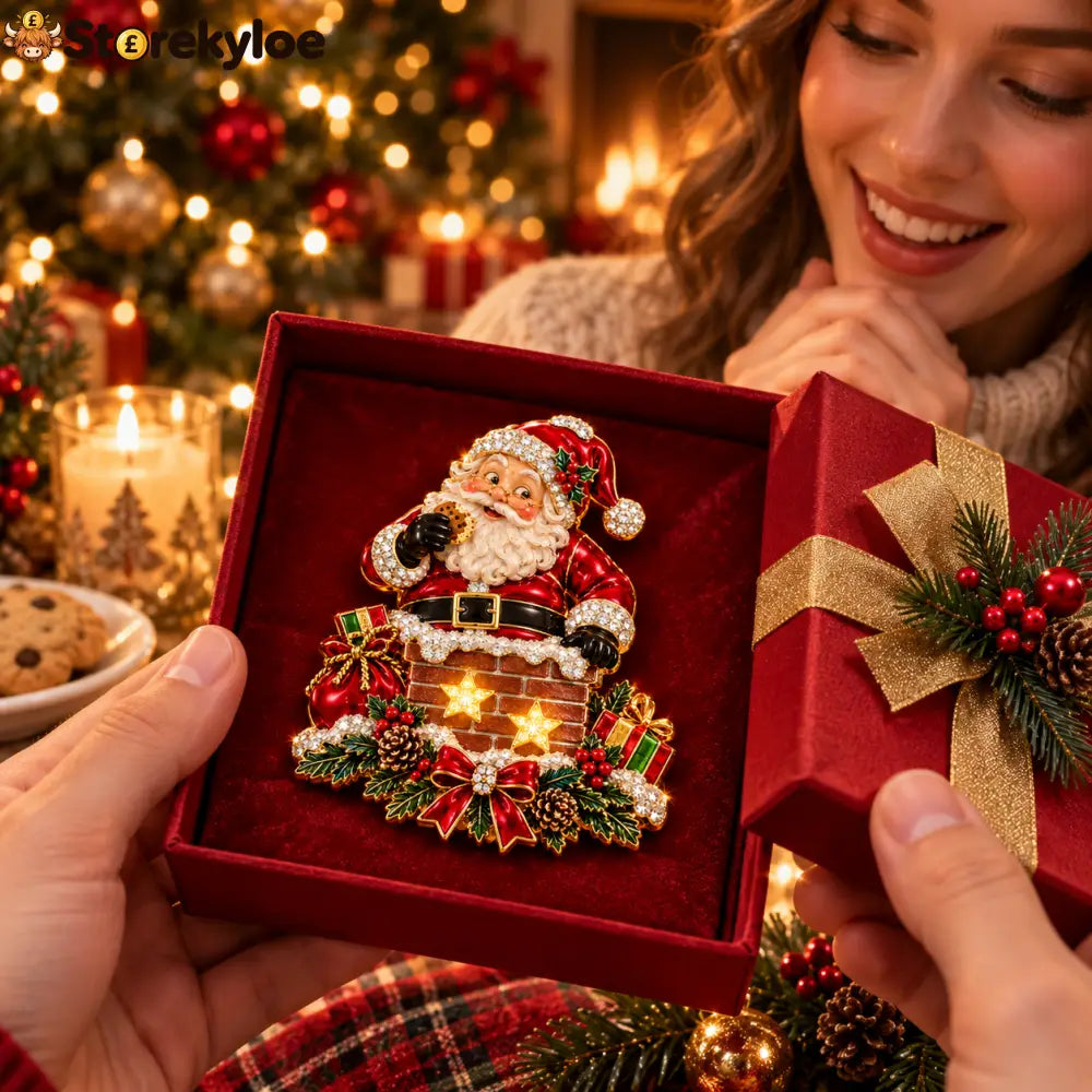 🎅✨Light-Up Santa Chimney Christmas Brooch 🎅✨ - 1