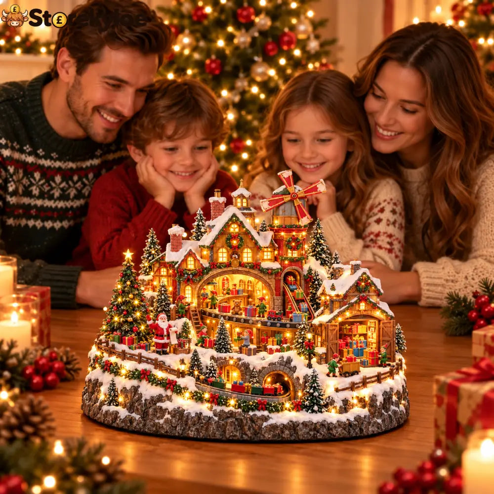 🔥 Lighted & Animated Christmas Village Collection-✨Same as the video - 🎅 Santa’s Magical Workshop