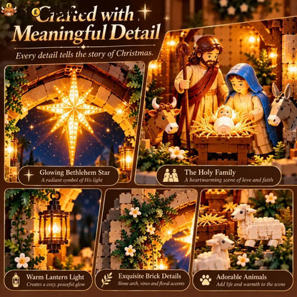 ✨ Lighted Bethlehem Nativity Book Nook – Christmas Building Block Display Of Faith - Bethlehem Nativity Book Nook