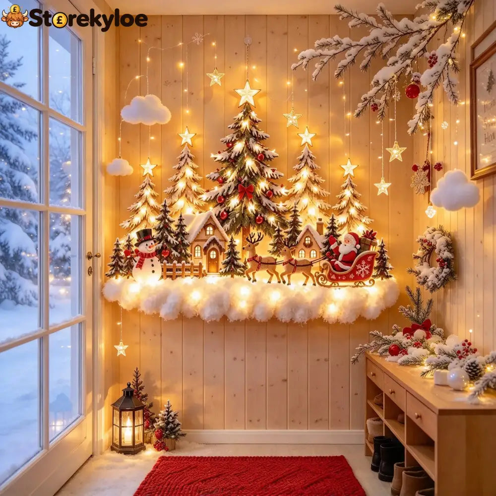 🛷 Lighted Christmas Sleigh Wall Decor – Woodland Forest Glow 🛷