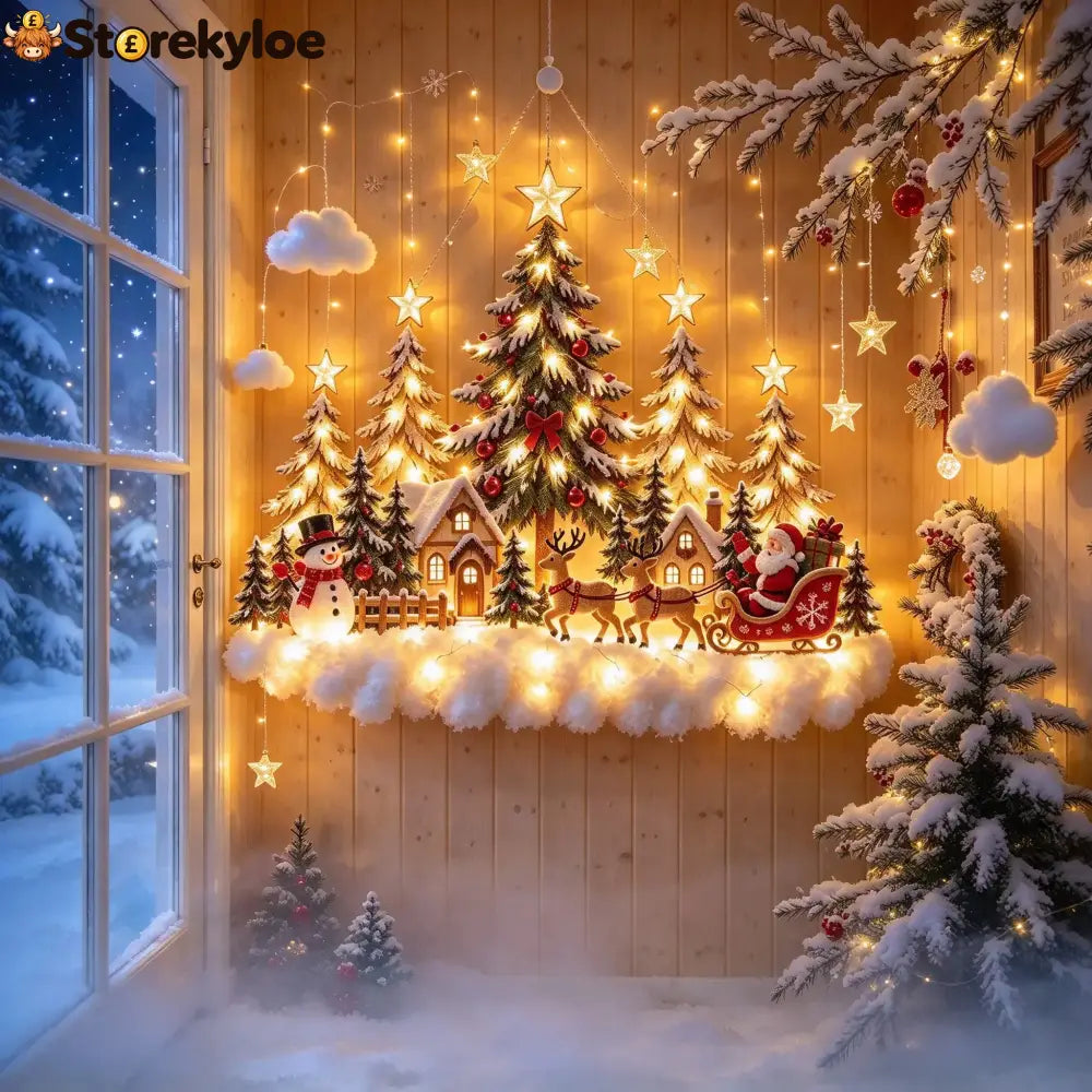 🛷 Lighted Christmas Sleigh Wall Decor – Woodland Forest Glow 🛷