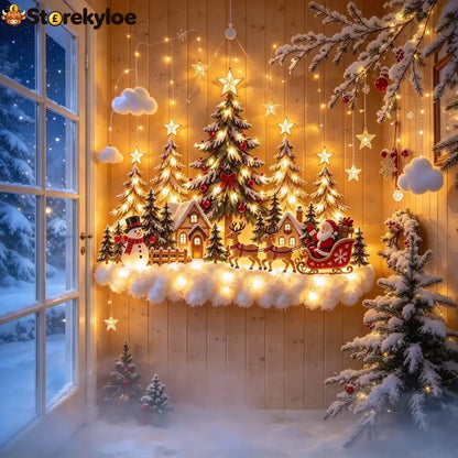 🛷 Lighted Christmas Sleigh Wall Decor – Woodland Forest Glow 🛷