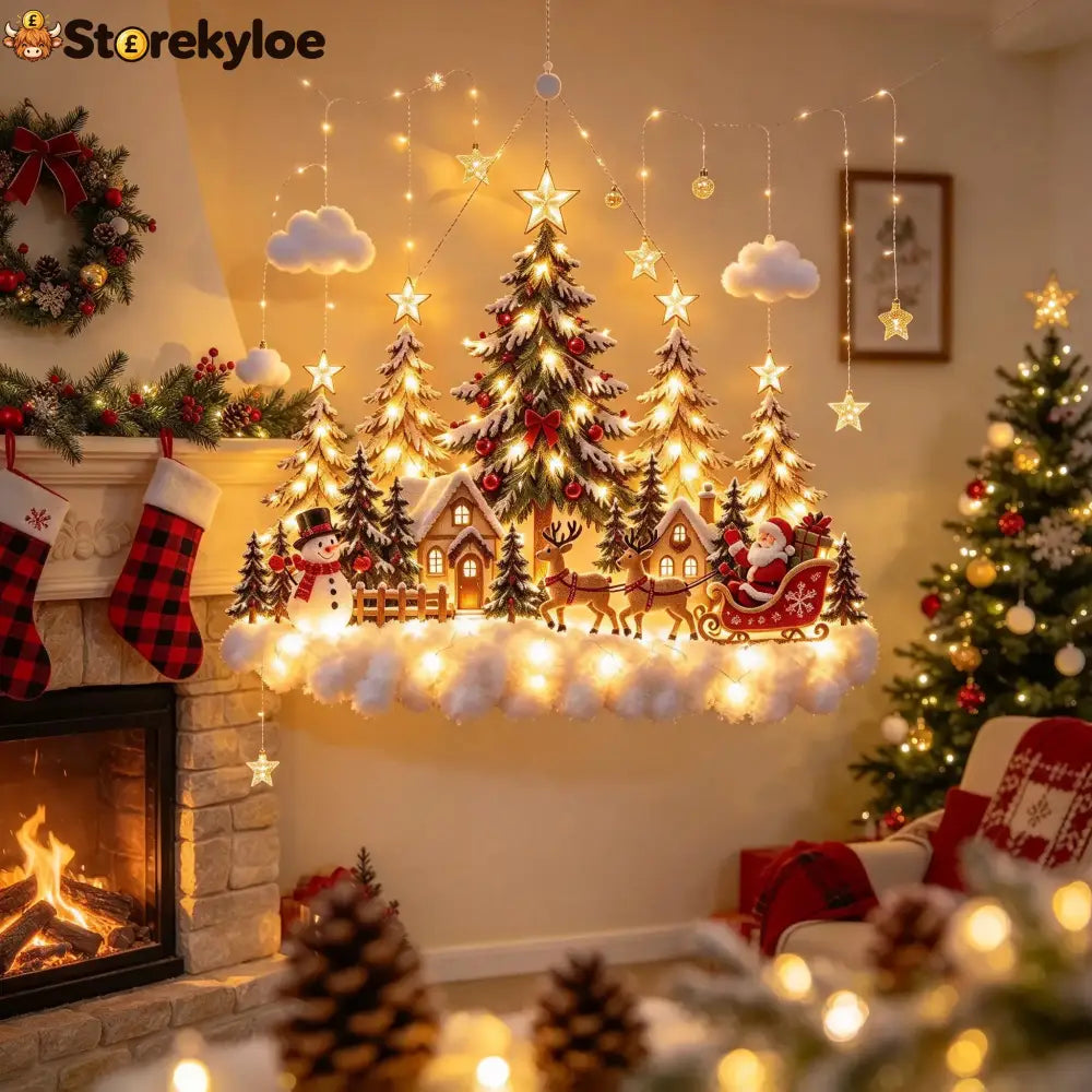 🛷 Lighted Christmas Sleigh Wall Decor – Woodland Forest Glow 🛷