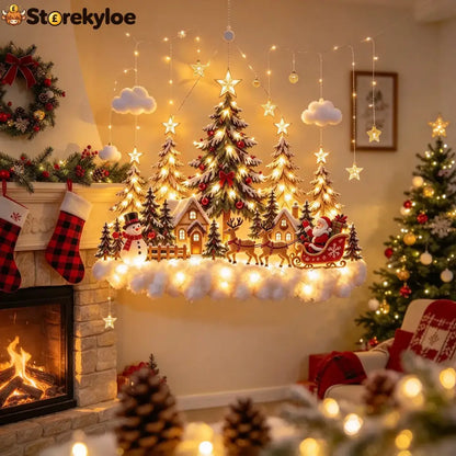 🛷 Lighted Christmas Sleigh Wall Decor – Woodland Forest Glow 🛷