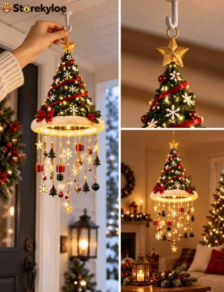 🎄✨Lighted Christmas Tree Hanging Wind Chime – Warm LED Festive Ornament for Home & Covered Porch