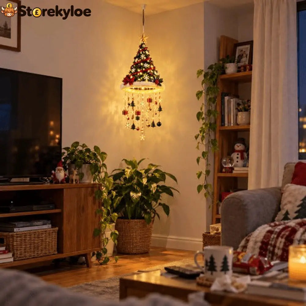 🎄✨Lighted Christmas Tree Hanging Wind Chime – Warm LED Festive Ornament for Home & Covered Porch