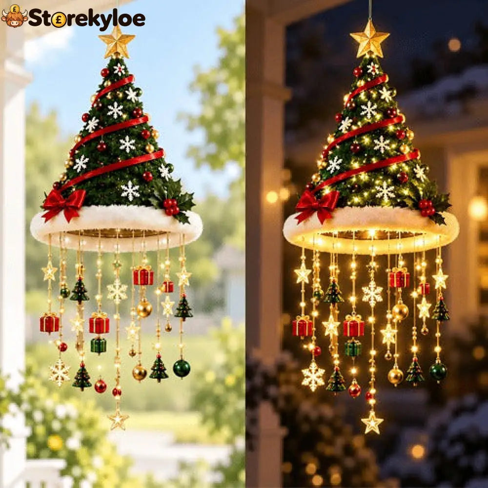 🎄✨Lighted Christmas Tree Hanging Wind Chime – Warm LED Festive Ornament for Home & Covered Porch