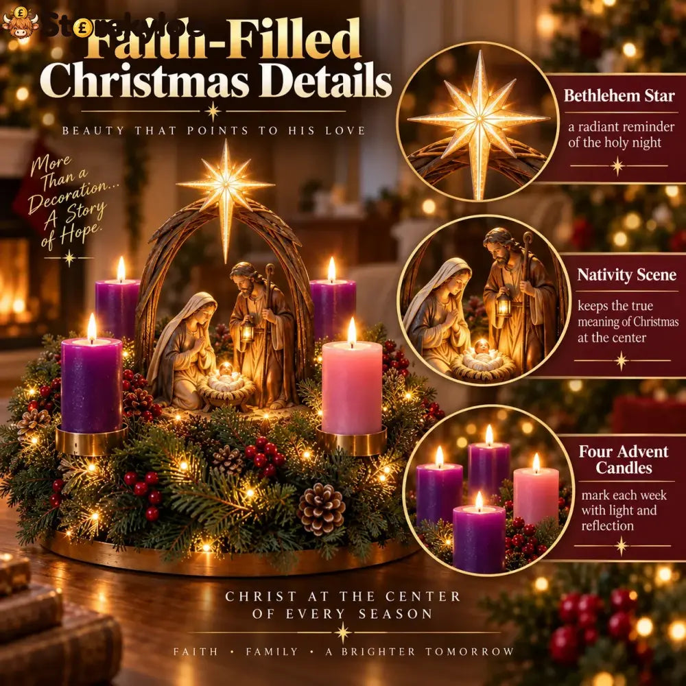 ✝️ Lighted Nativity Advent Wreath – A Sacred 4-week Christmas Tradition🕯️