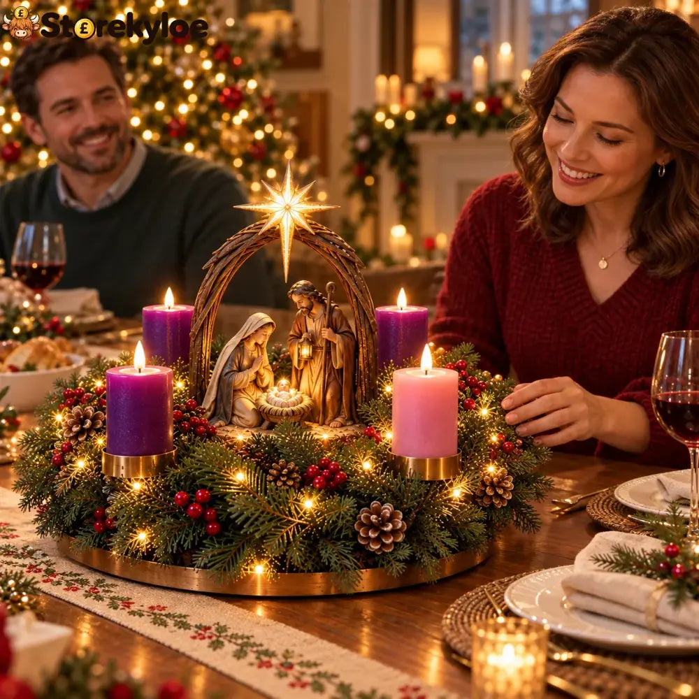 ✝️ Lighted Nativity Advent Wreath – A Sacred 4-week Christmas Tradition🕯️
