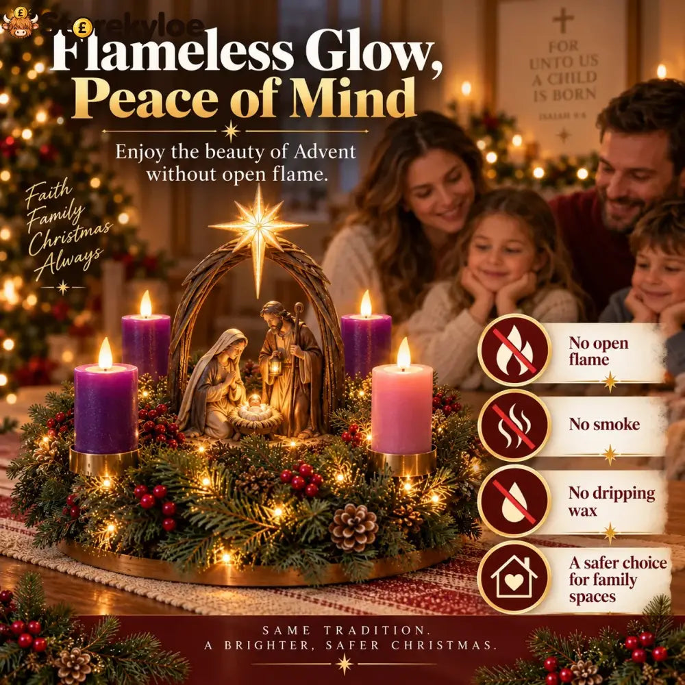 ✝️ Lighted Nativity Advent Wreath – A Sacred 4-week Christmas Tradition🕯️