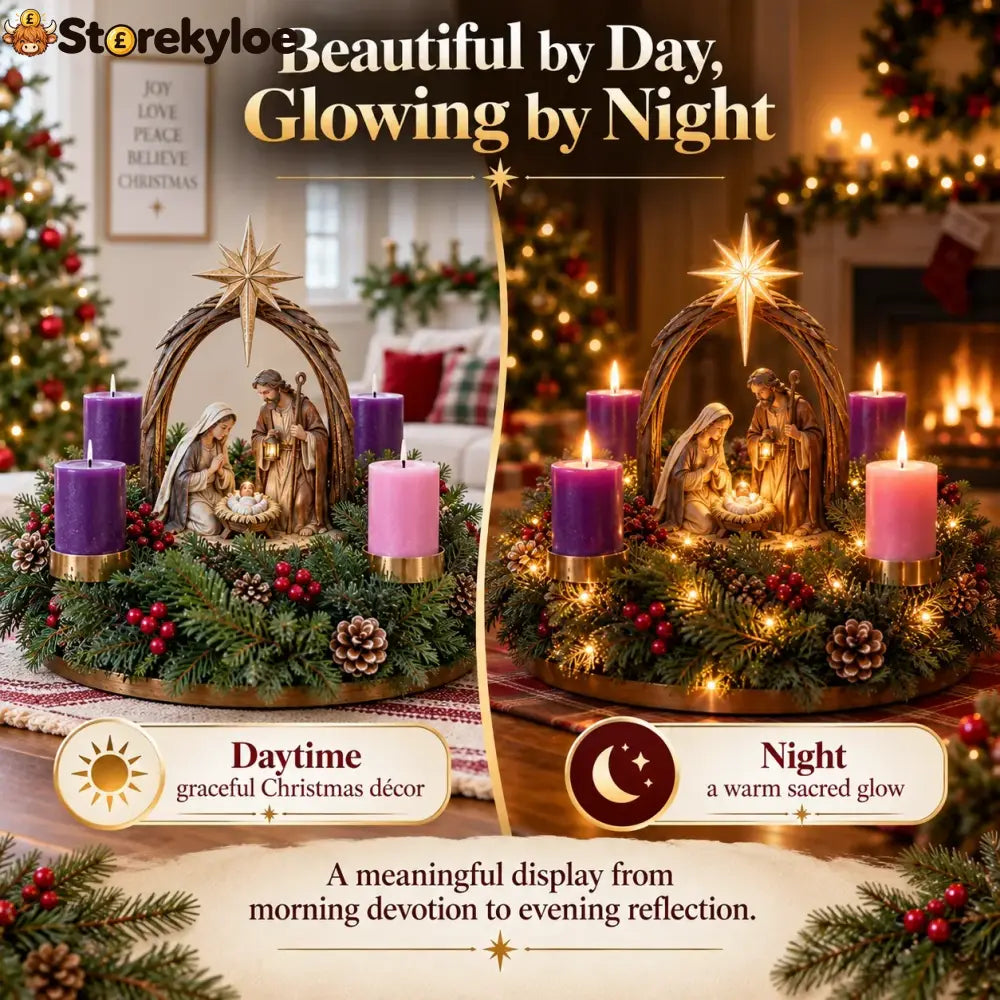 ✝️ Lighted Nativity Advent Wreath – A Sacred 4-week Christmas Tradition🕯️
