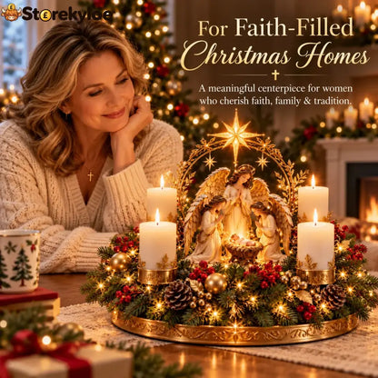 ✨ Lighted Nativity Christmas Centerpiece – Holy Family Advent Candle Decor & Religious Christmas Table Decor