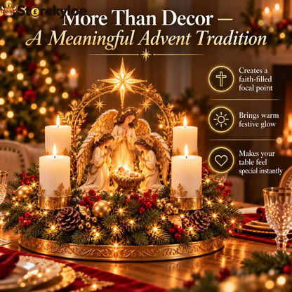 ✨ Lighted Nativity Christmas Centerpiece – Holy Family Advent Candle Decor & Religious Christmas Table Decor