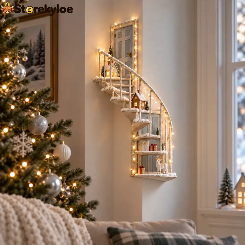 Lighted Winter Fairy Door Staircase Wall Decor