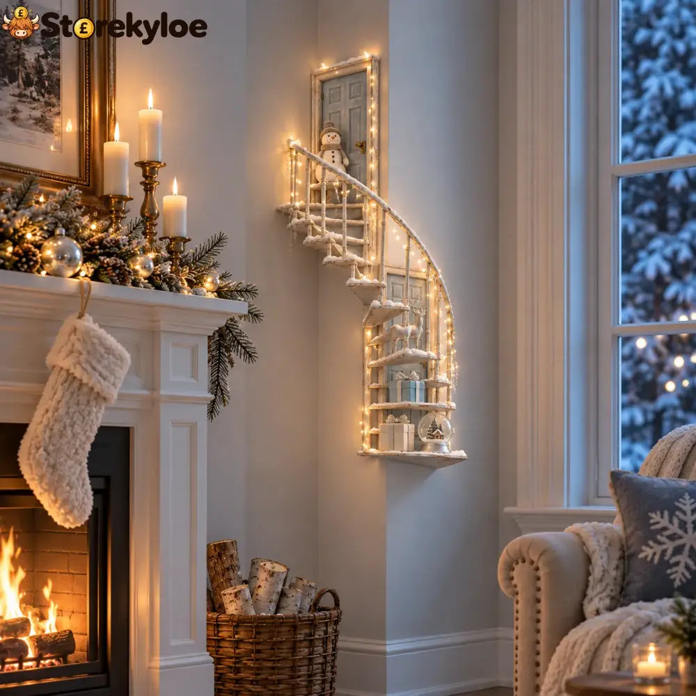 Lighted Winter Fairy Door Staircase Wall Decor
