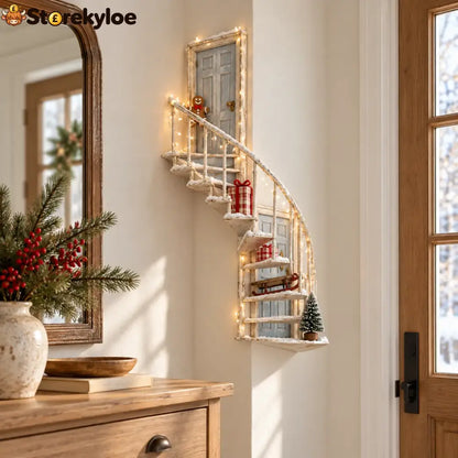 Lighted Winter Fairy Door Staircase Wall Decor