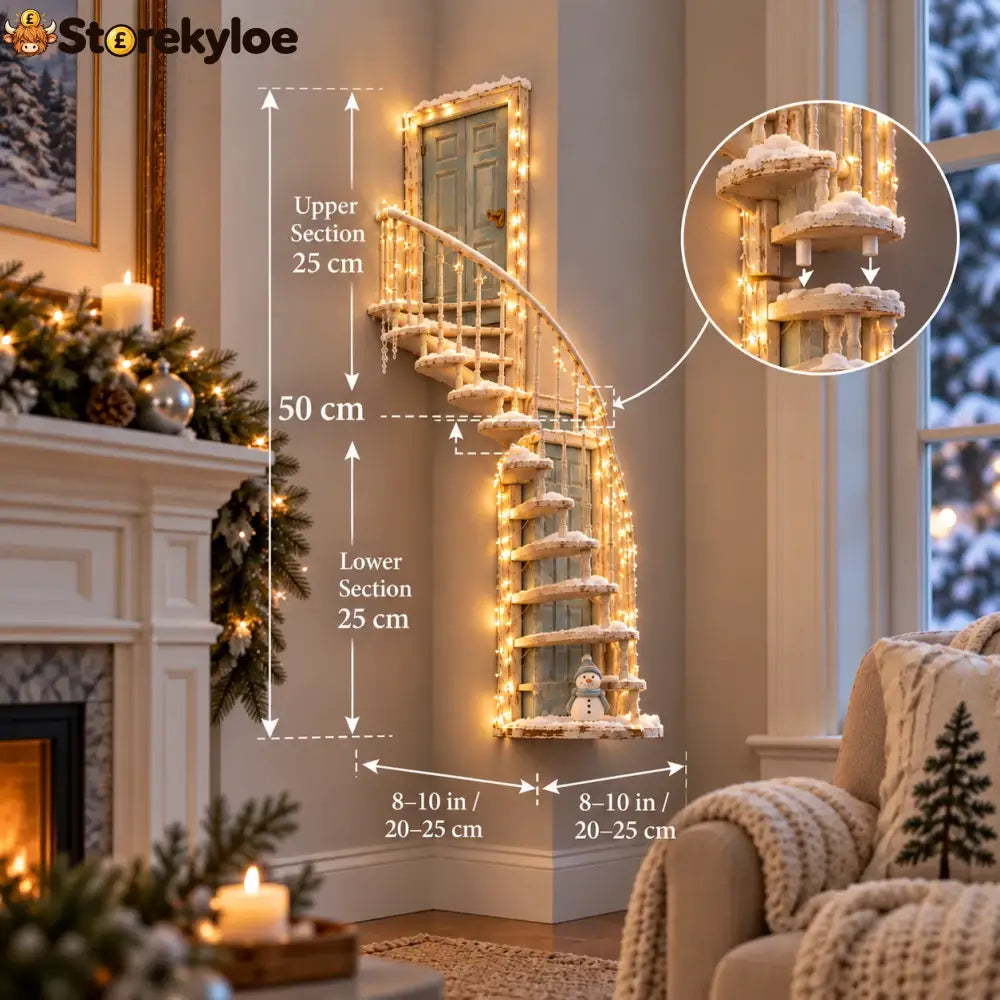 Lighted Winter Fairy Door Staircase Wall Decor