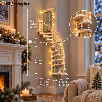 Lighted Winter Fairy Door Staircase Wall Decor