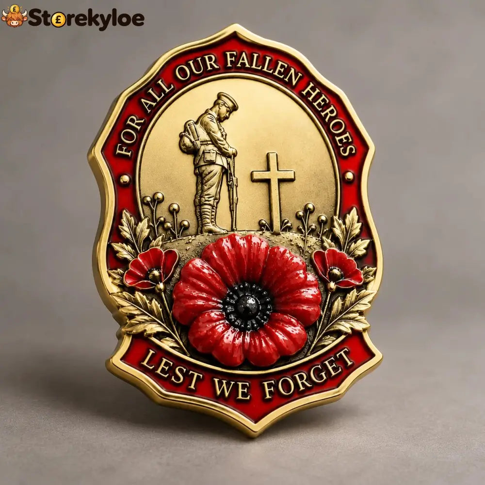 🌺Limited Edition Red P*ppy Remembrance Brooch – For All Our Fallen Heroes🎖️ - Gold