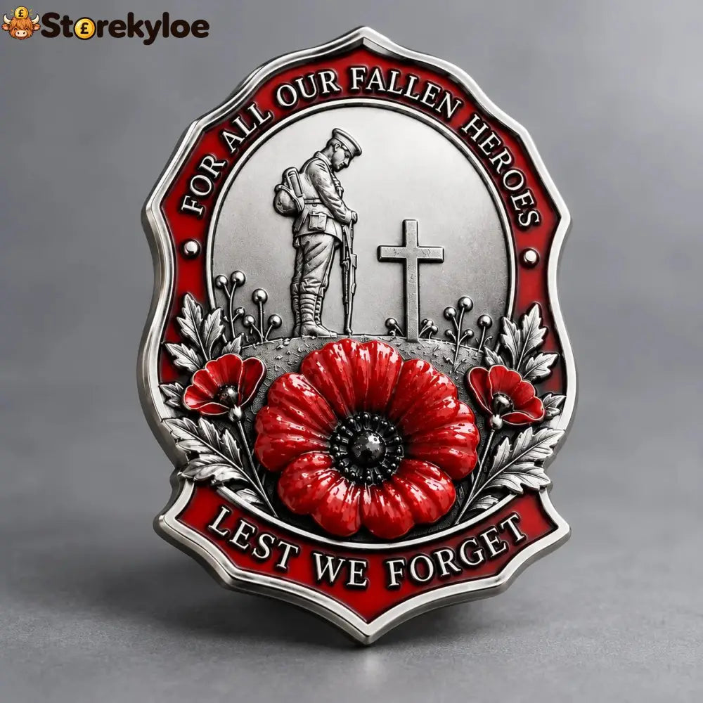 🌺Limited Edition Red P*ppy Remembrance Brooch – For All Our Fallen Heroes🎖️ - Silver