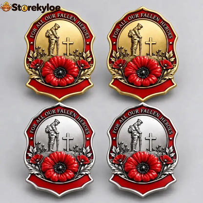 🎖️limited Edition Red Poppy Remembrance Brooch– For All Our Fallen Heroes🌺 - Gold + Silver / Buy 2